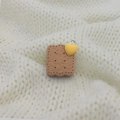Resin toast cookie charm with yellow heart and metal ring for DIY keychain crafts - Heart Biscuit