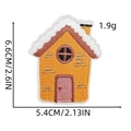 Detailed dimensions of cartoon house embroidery patch in pink and yellow colors - Cartoon House Style