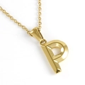 Minimalist 18K gold-plated stainless steel necklace with 3D letter P pendant charm - Letter P / Gold