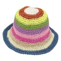 Rainbow striped crochet bucket hat featuring a colorful bohemian knit pattern - Eight-Color Rainbow Striped Style (小圆圈04色)