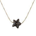 Natural ceramic starfish pendant necklace with gold beaded chain on white background - Blue Coffee Starfish