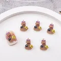 Halloween brown character nail charms with purple bows and yellow stars five pieces set - #8 Long Dress