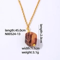Gold necklace with irregular reddish brown natural stone pendant for elegant women - Gold + Rhodonite