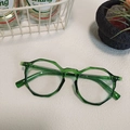 Retro oval sunglasses featuring a stylish transparent green polygonal frame and resin lenses - Green 5