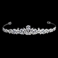 Lussuosa corona da sposa argento con zirconi scintillanti per matrimoni e feste - Argento-Bianco