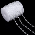 Rollo de cadena de cuentas de acrílico con efecto craquelado para bodas y manualidades - Paquete Grande Bola Facetada 8mm/4mm Transparente 20m/Rollo