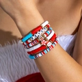 Christmas charm bracelet set featuring red polymer clay beads and a reindeer pendant - Polymer Clay Red Letters(28629-red)