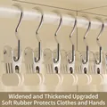 Stainless steel clothes peg with beige non-slip rubber pad and integrated S-hook - Wider Style / Off White
