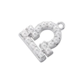 Macro shot of silver letter B charm inlaid with pearls for DIY jewelry making - Silver Libra Pearl Pendant