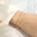 Minimalist double layered gold plated snake chain bracelet set in stainless steel - Double Layer Bracelet / Gold
