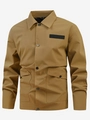 Khaki Herren Hemdjacke mit Reverskragen und großen Vordertaschen im Utility-Stil - XS / Braun