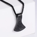 Nordic Viking axe pendant in black stainless steel with Celtic knot engravings on chain - Black Color (No Chain)