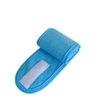 Blue microfiber face wash headband with magic sticker closure for skincare and makeup - Sky Blue