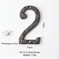 Numero civico 2 in ghisa rustica marrone, altezza 14cm con viti per insegne fai-da-te - Ruggine Marrone Numero Grande-2