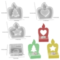 Silicone mold set for DIY Christmas tree heart star candle holders with dimensions - Tree+Star+Heart Plates + Square Base
