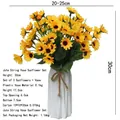 Close-up detail of artificial sunflower bouquet in white plastic vase with twine decor - 3 Bunches Sunflowers + Hemp Rope White Vase + Box