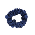 Premium dark blue 19mm mulberry silk scrunchie with elegant satin luster and elastic band - 3.5cm/19 Momme / Navy Blue
