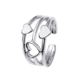 Silver triple-layered open ring with hollow heart and opal accents for women - Triple Layer Overlapping Heart Style (White KDZ-905) / White