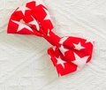 Fiocco per capelli rosso con stelle bianche per il Giorno dell'Indipendenza su tessuto - Stella rossa