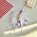 Transparent heart hair claw clip with plush white and purple ostrich feathers - 13CM White & Purple Feather Claw Clip