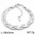 Bracciale a catena piatta intrecciata in acciaio al titanio argento, 180x3mm - Bracciale 3mm (KB181352-Z) / Argento
