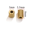 Gold stainless steel textured spacer bead with dimensions 8mm height and 3mm inner hole - Rhombic Texture / Gold
