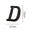 Letra D de puerta en hierro fundido industrial con textura rugosa y 7,5 cm de altura - Letra de Hierro Fundido-D / Negro