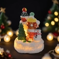 Luminous resin Christmas snowman and castle miniature landscape with warm LED lights - Snowman with Colorful Tower