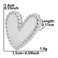 Technical dimensions of heart-shaped stainless steel earrings with white enamel inlay - D95-Milgrain Heart / Silver