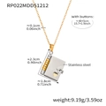 Collana a medaglione a libro bicolore oro e argento in acciaio inox con cuore - Bicolore Oro Argento (RP022)
