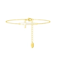925 Sterling silver gold-plated cross bracelet with adjustable chain and lobster clasp - Sideways Cross / 14K Gold