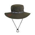 Olive green outdoor sun hat with wide brim, breathable mesh and embroidery details - L(58-60cm) / Army Green