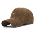 Dark brown herringbone baseball cap with a sparkling rhinestone M initial detail - Adjustable / Coffee