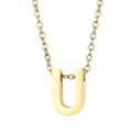 Short stainless steel necklace with gold letter U pendant on a refined O-chain - Letter U(KN234011-Z)