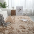 Plush tie-dye long pile shaggy area rug in beige and light brown for living room - 40*60cm / Gradient Khaki Shaggy