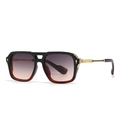 Classic pilot square sunglasses with tortoiseshell frames and gold metal temples - Black and Tortoise