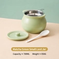Matcha green ceramic lard jar with lid, filter and spoon, 700ml minimalist style container - 700ml Matcha Green (With Filter + Spoon)