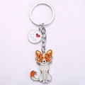 Creative metal butterfly dog keychain with colorful enamel and I Love Dogs pendant - Papillon