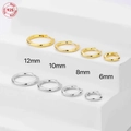 Solid S925 sterling silver hoop earrings in gold and silver, sizes 6mm to 12mm - 6mm / Gold