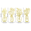 Set de 4 decoraciones de pared de metal dorado con jarrones de estilo nórdico - Set de 4 piezas / Dorado