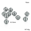 Set of 10 dark gray 10mm polished stainless steel beads with holes for jewelry making - 10mm Steel Color (KLJ2297-Z)