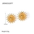 Böhmische goldene Edelstahl-Ohrringe mit Sonnenstrahlen und Halbmand-Türkisstein - Sonnenstrahl-Stil (JDEW2312077)