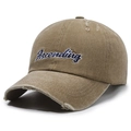 Vintage khaki baseball cap with blue Ascending embroidery and distressed details - Khaki