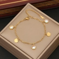 Elegante bracciale in acciaio inossidabile dorato con ciondoli a farfalla viola e cuore - Fiore Iridescente (3#花朵)
