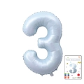 Light blue 40-inch number 3 foil balloon with metallic finish in retail packaging - 40-inch Pearl Blue 3-piece Paper Card Set