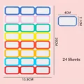 Self-adhesive colorful border label stickers with 24 blank writing tags for organization - 24 Pcs 8 Colors