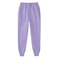 Pale purple fleece-lined cotton jogger pants with elastic drawstring waist and cuffs - Lavender