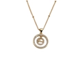 Gouden ketting met 'love' gravure en een glanzende cirkel van strass-steentjes - LOVE Brief