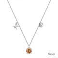S925 sterling silver Pisces zodiac necklace with amber orange gemstone and diamond charms - Pisces