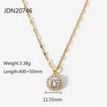 18k gold plated stainless steel sunburst pendant necklace with white zircon stone - Sun Flower Pendant (JDN20746)